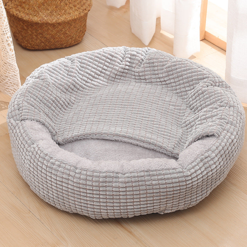 Warm Winter Semi-Enclosed Kennel Round Pet Bed