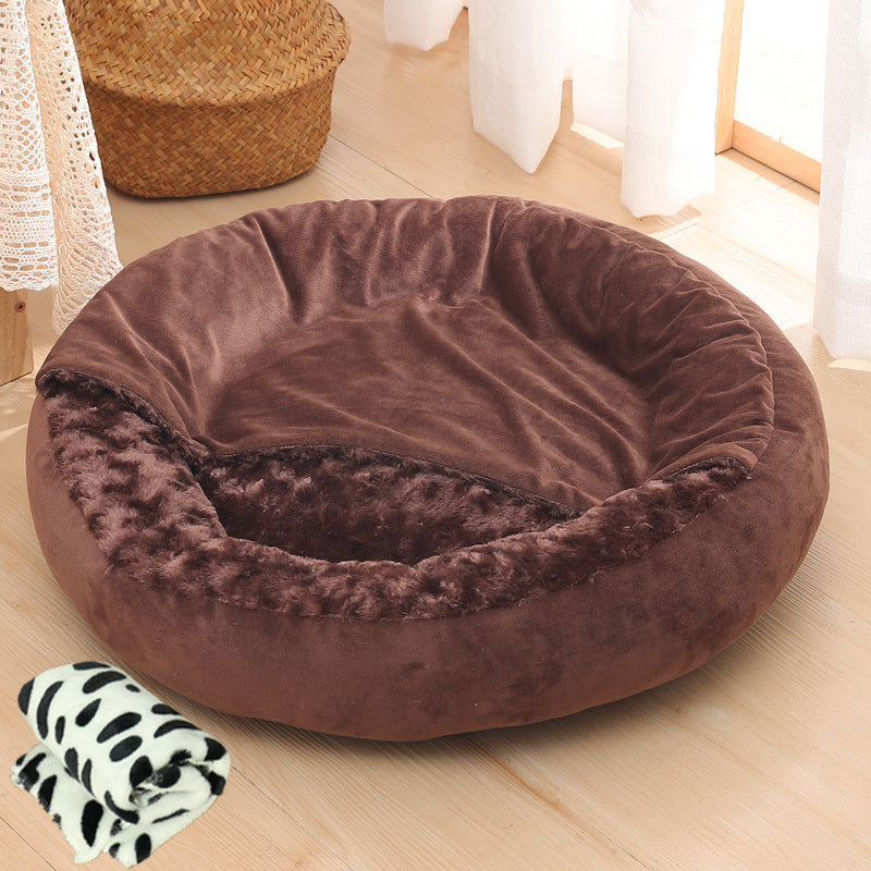 Warm Winter Semi-Enclosed Kennel Round Pet Bed