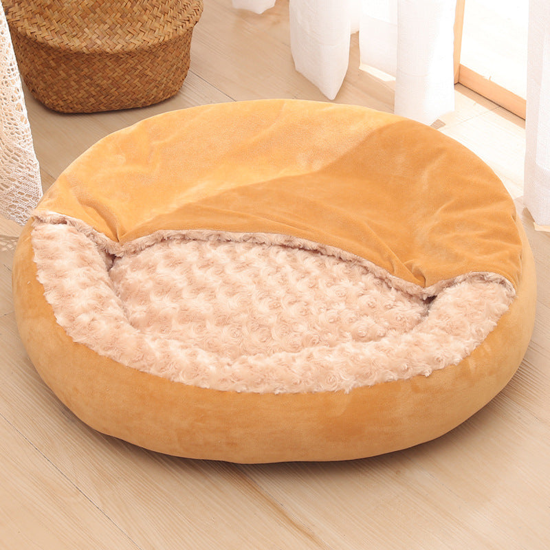 Warm Winter Semi-Enclosed Kennel Round Pet Bed