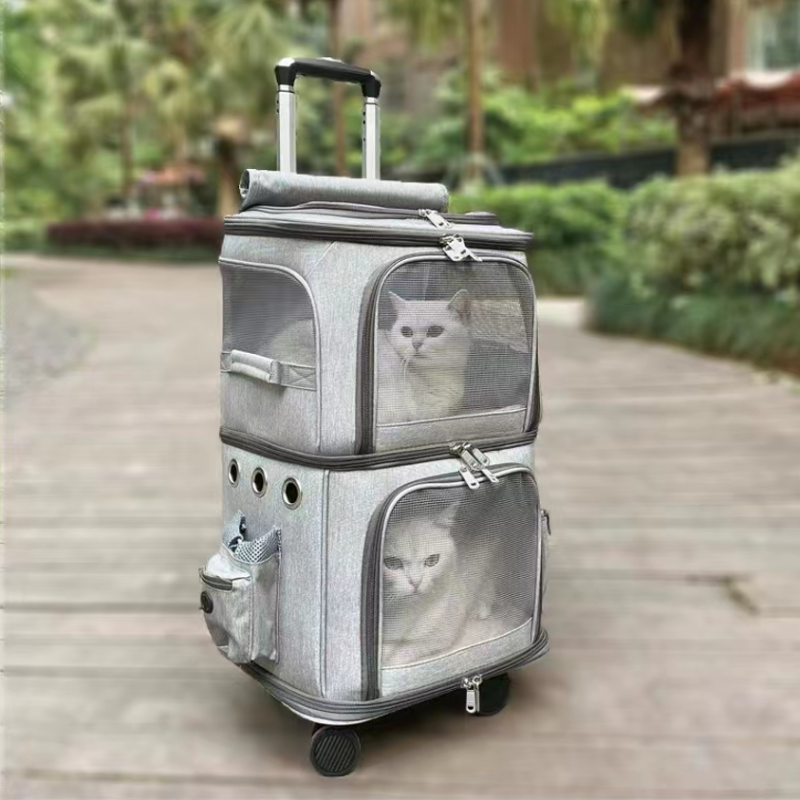 Double-Layer Pet Trolley Bag!