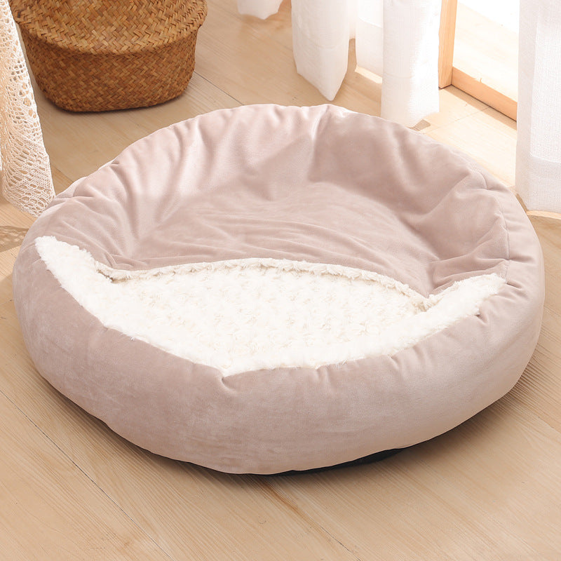 Warm Winter Semi-Enclosed Kennel Round Pet Bed