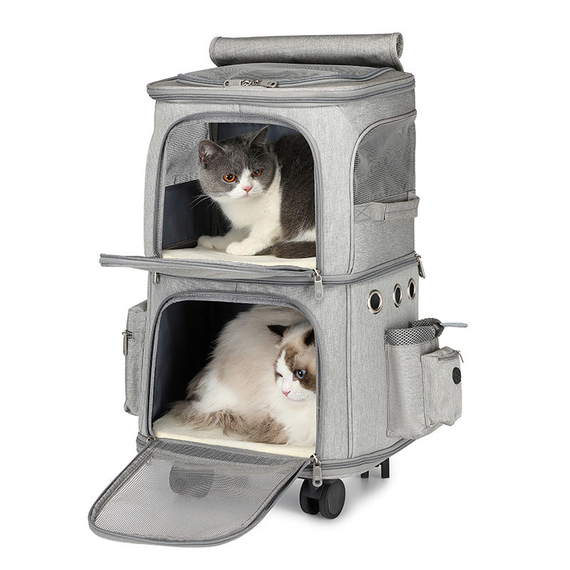 Double-Layer Pet Trolley Bag!