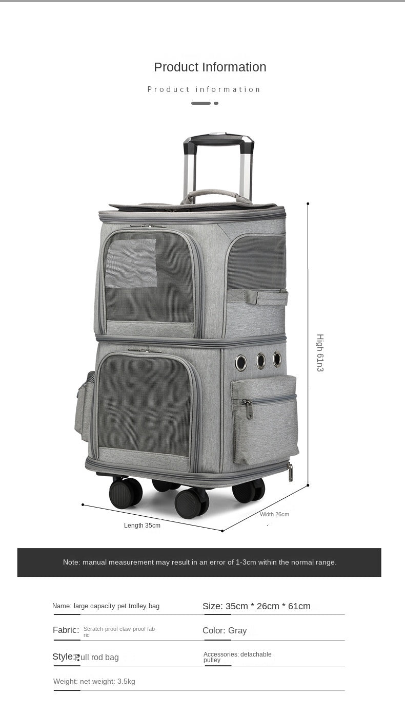 Double-Layer Pet Trolley Bag!