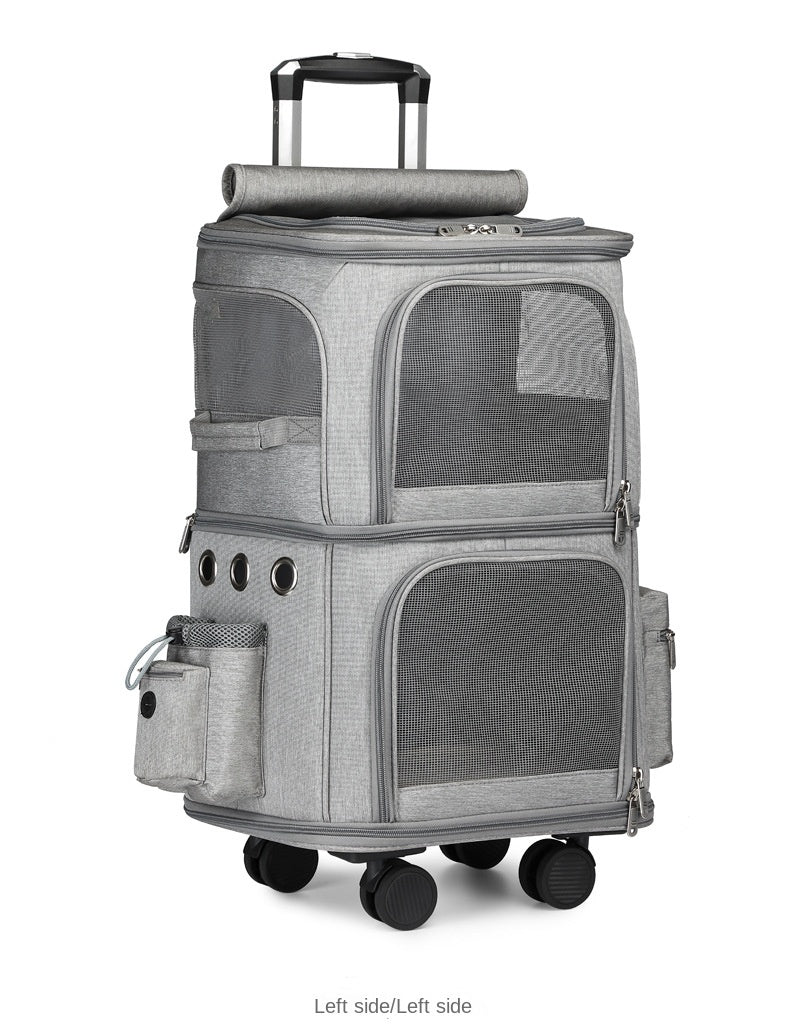 Double-Layer Pet Trolley Bag!