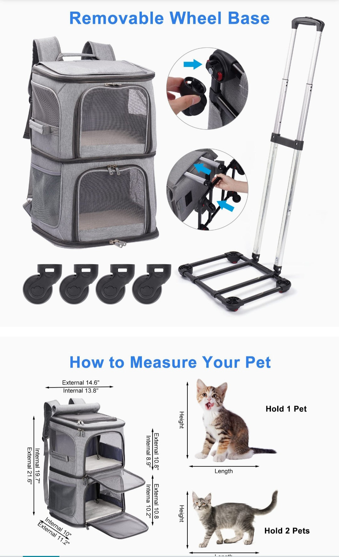 Double-Layer Pet Trolley Bag!