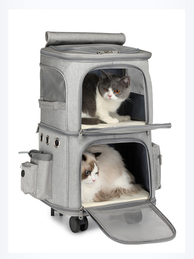 Double-Layer Pet Trolley Bag!