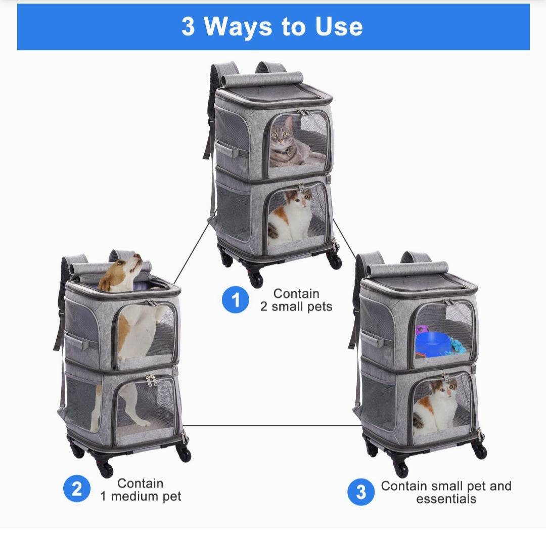 Double-Layer Pet Trolley Bag!