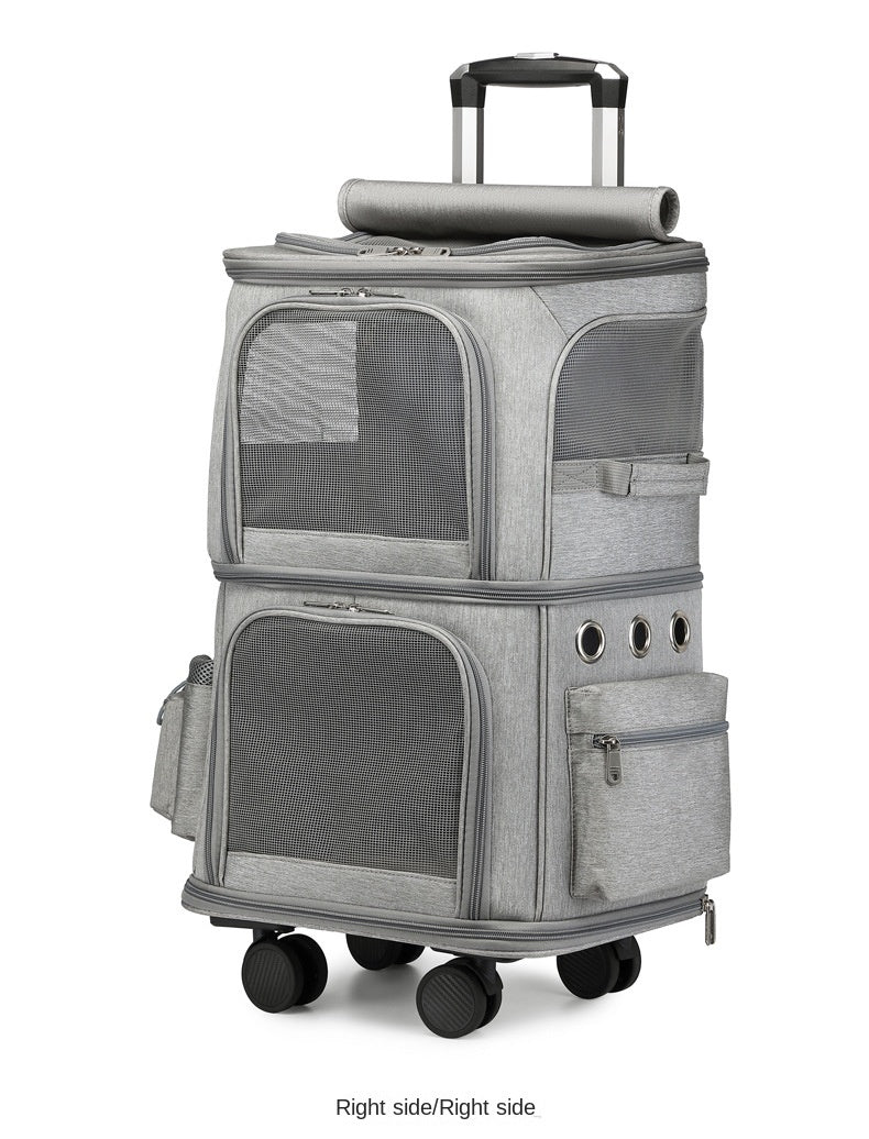 Double-Layer Pet Trolley Bag!