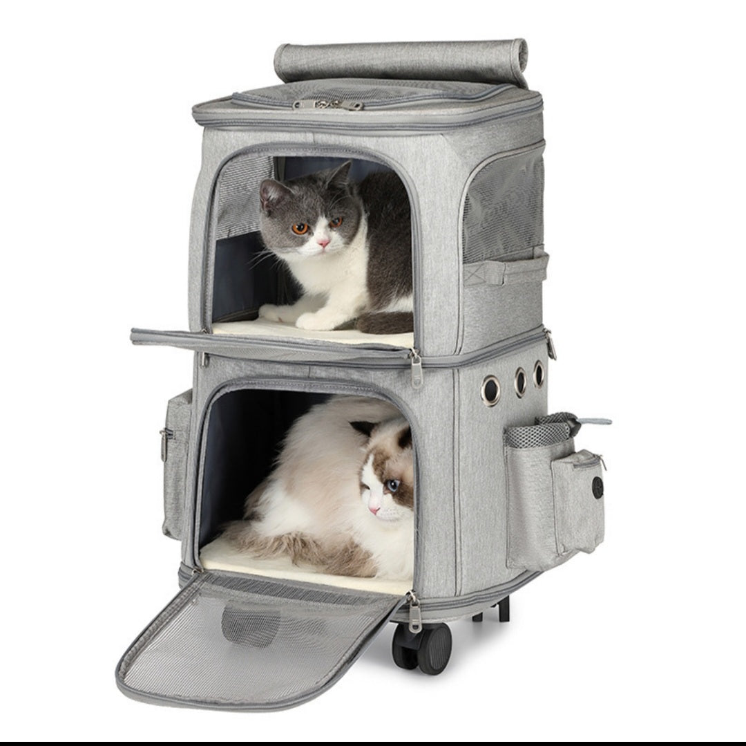 Double-Layer Pet Trolley Bag!